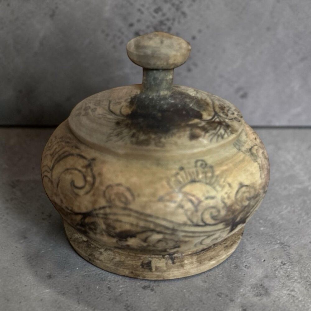 Miniature Carved Wood Lidded Bowl  Marked. Jerusalem On The Bottom VTG 1.75 X2 “